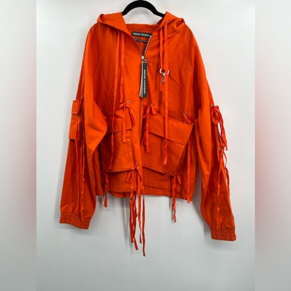 Reese Cooper Modular Pocket Hooded Jacket In Orange Ripstop - Picture 4 of 9